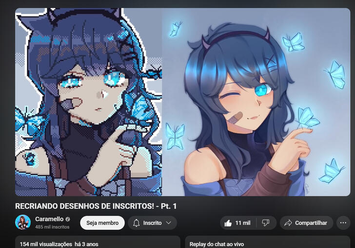 Caramello desenhando uma das melhores pixel arts que eu já fiz em 2022!